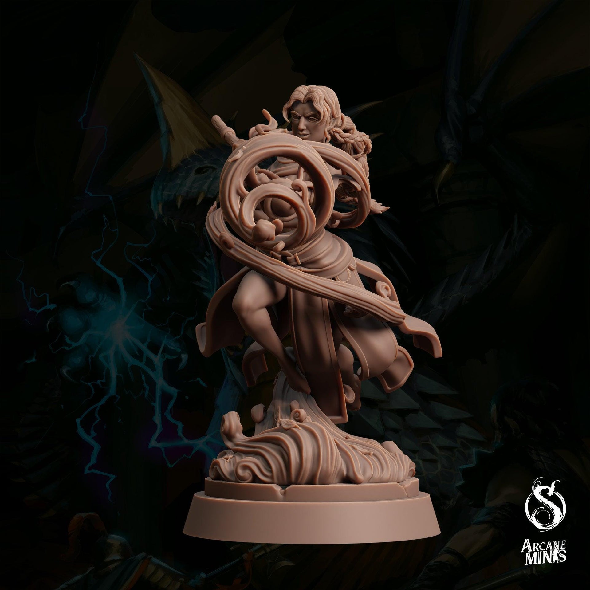 Air Elemdar Druid- Sordane Publishing | 28mm and 32mm | Wargaming | DnD | Tabletop Roleplaying