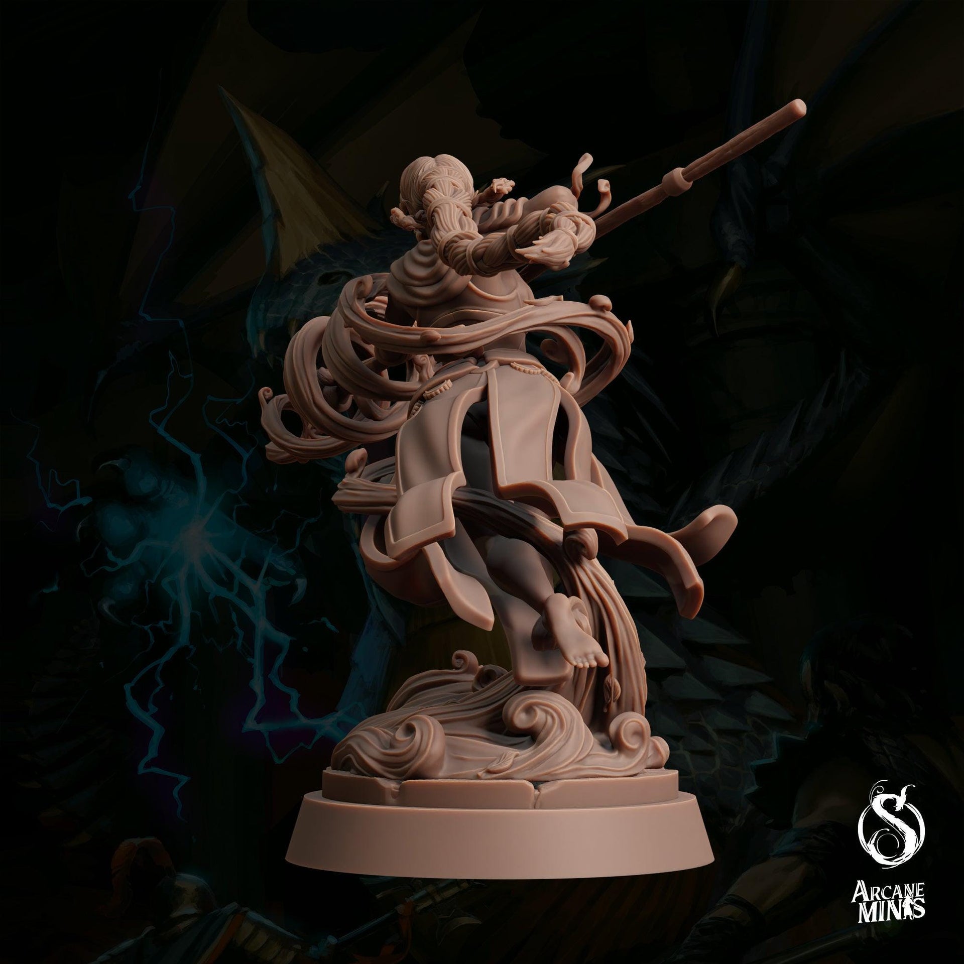 Air Elemdar Druid- Sordane Publishing | 28mm and 32mm | Wargaming | DnD | Tabletop Roleplaying