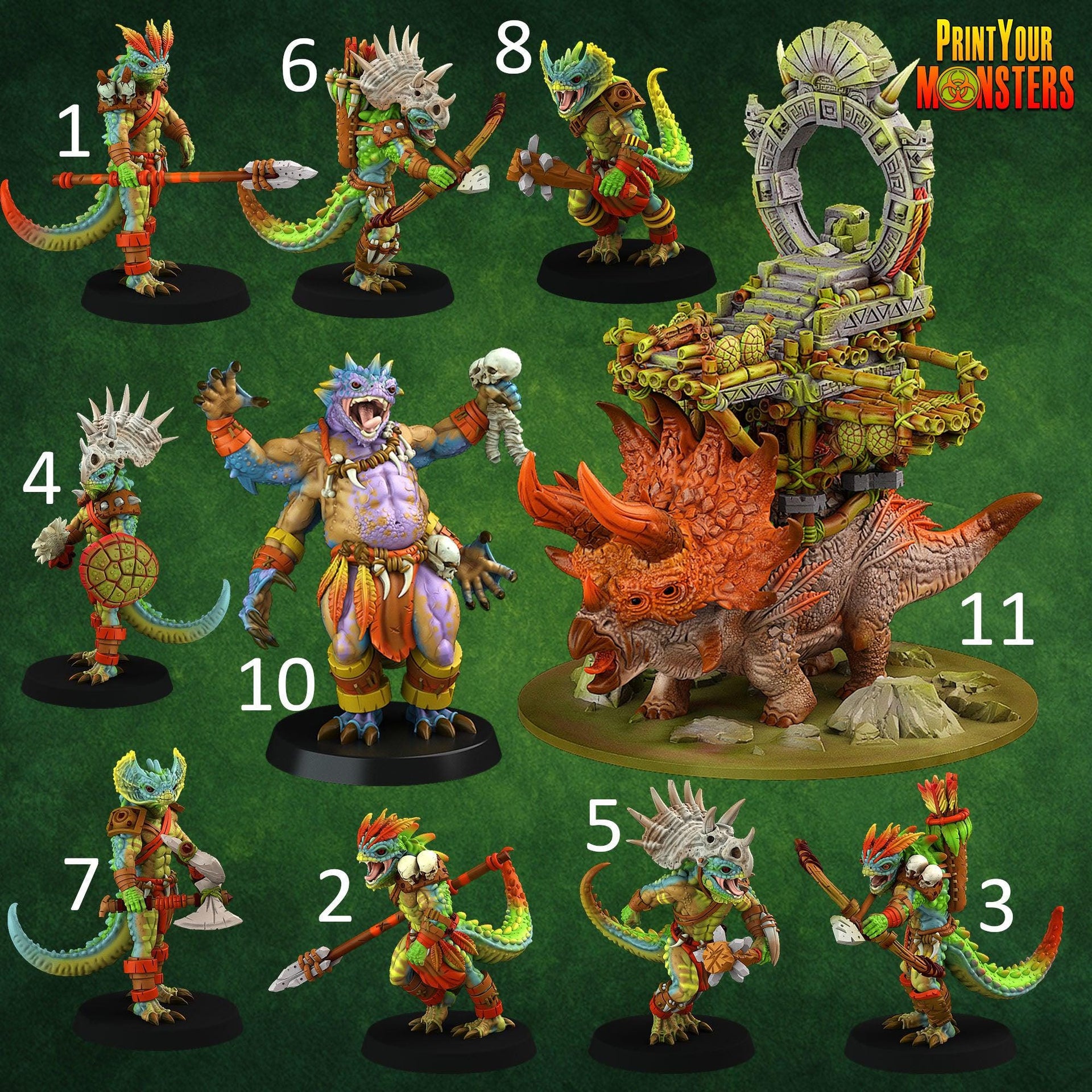 Lizardmen Army Pack - Print Your Monsters | 28mm and 32mm | Wargaming | DnD | Tabletop Roleplaying