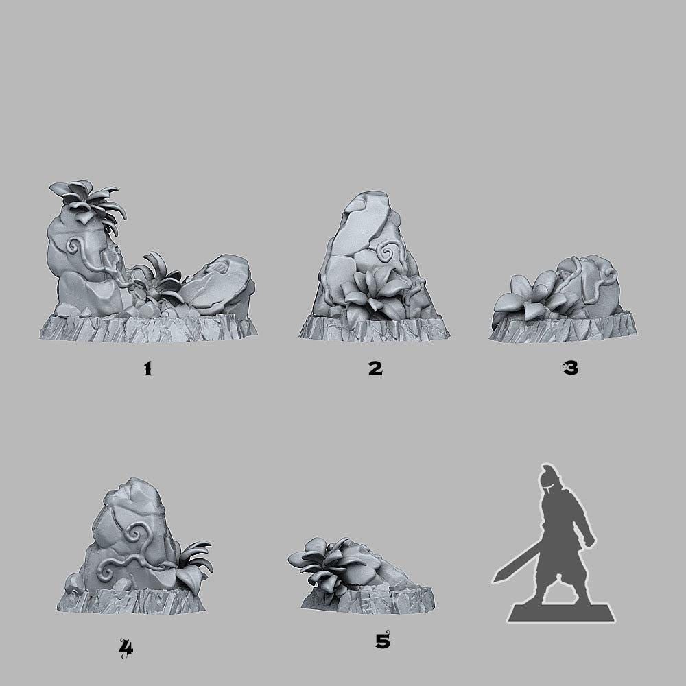 Tropical Rocks - Fantastic Plants and Rocks | 28mm and 32mm | Wargaming | DnD | Tabletop Roleplaying
