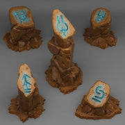 Sci-Fi Glyph Stones - Fantastic Plants and Rocks | 28mm and 32mm | Wargaming | DnD | Tabletop Roleplaying