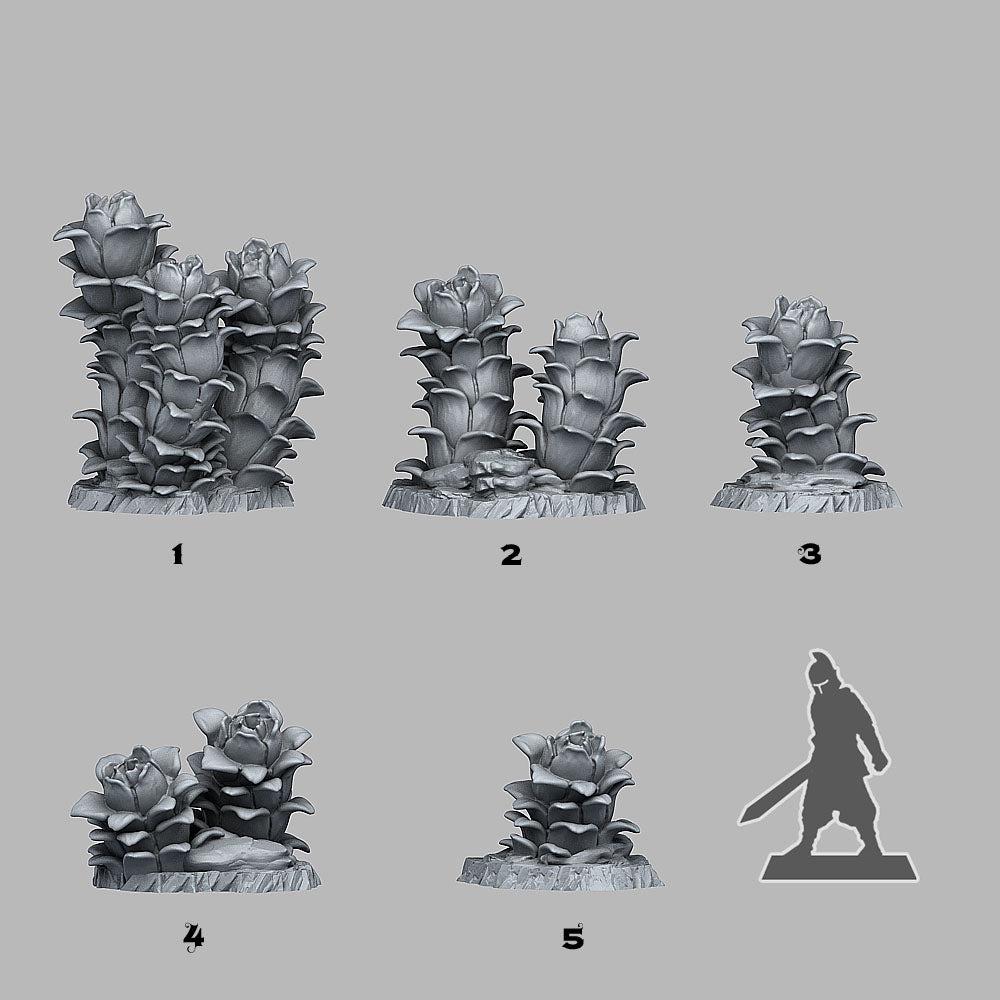 Night Desert Plants - Fantastic Plants and Rocks | 28mm and 32mm | Wargaming | DnD | Tabletop Roleplaying