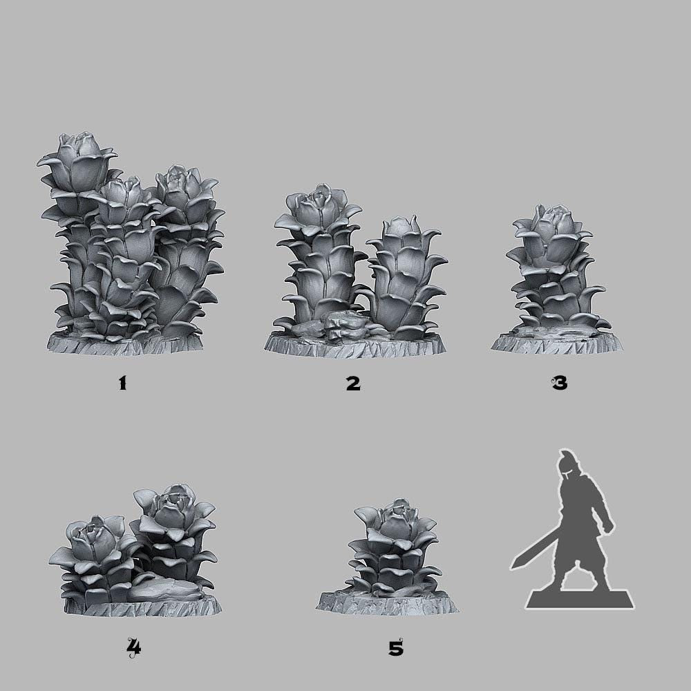 Night Desert Plants - Fantastic Plants and Rocks | 28mm and 32mm | Wargaming | DnD | Tabletop Roleplaying