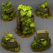 Spring Ruins Scatter Terrain - Fantastic Plants and Rocks | 28mm and 32mm | Wargaming | DnD | Tabletop Roleplaying