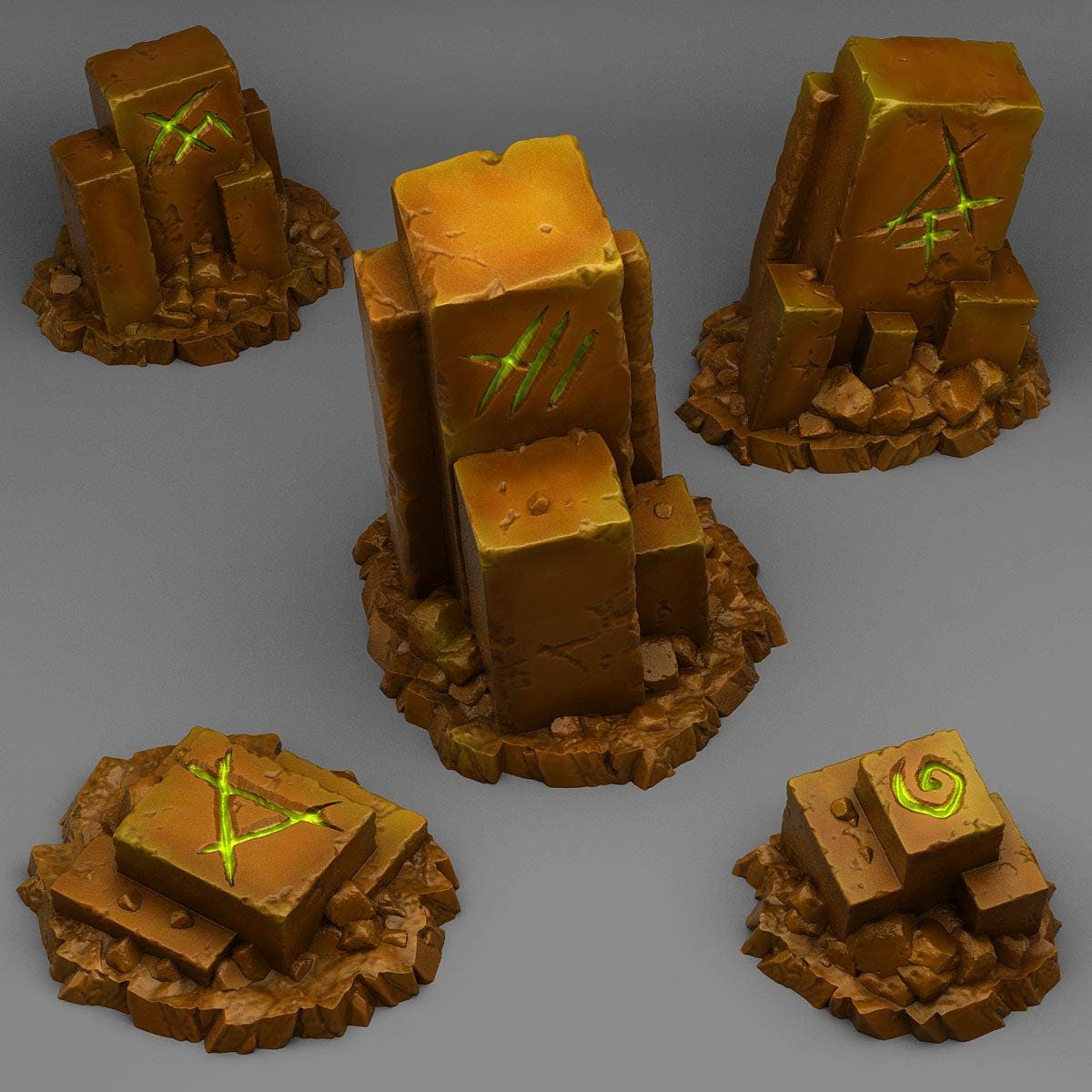 Ancient Magic Stones Scatter Terrain - Fantastic Plants and Rocks | 28mm and 32mm | Wargaming | DnD | Tabletop Roleplaying