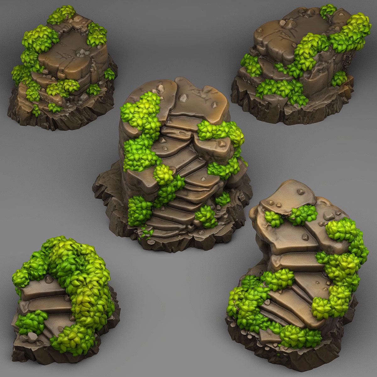 Ancient Magic Stairs Scatter Terrain - Fantastic Plants and Rocks | 28mm and 32mm | Wargaming | DnD | Tabletop Roleplaying