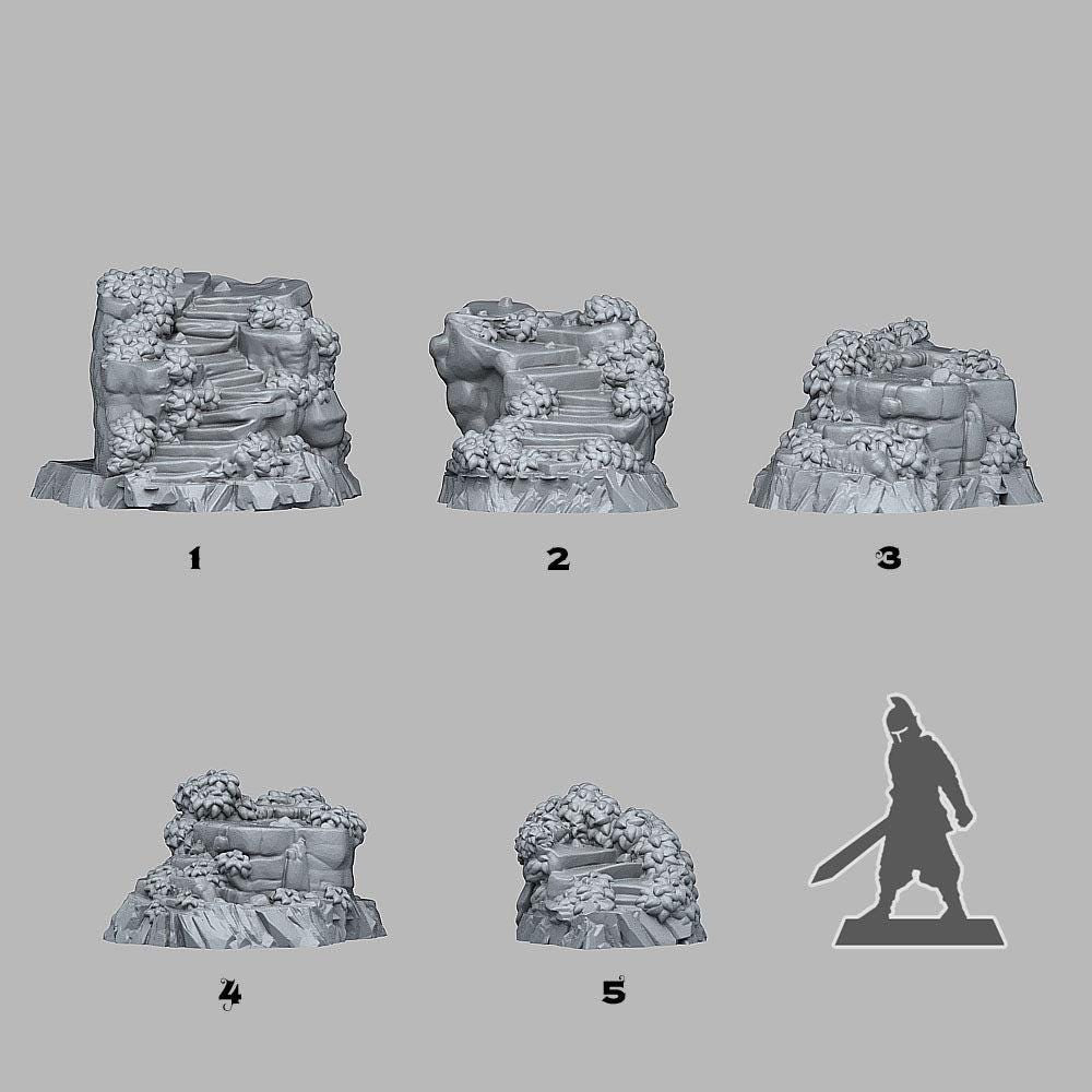 Ancient Magic Stairs Scatter Terrain - Fantastic Plants and Rocks | 28mm and 32mm | Wargaming | DnD | Tabletop Roleplaying