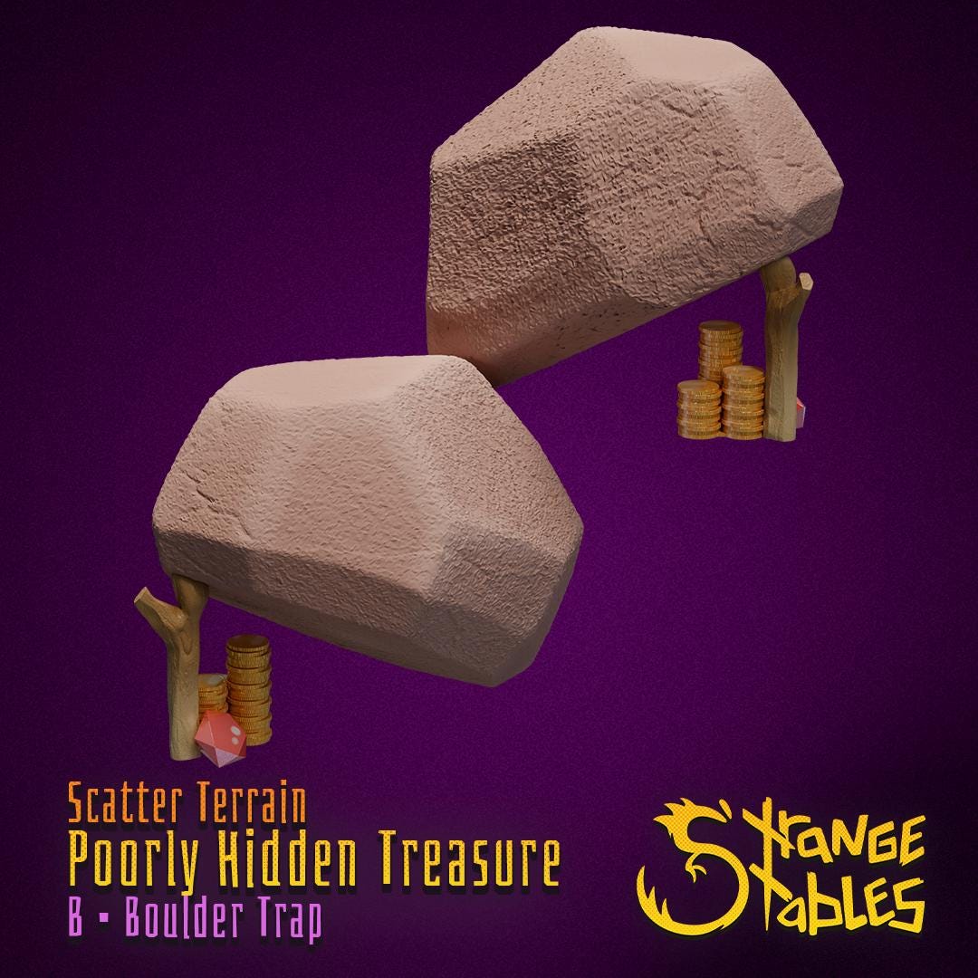 Poorly HIdden Terrain. Stashed Look Scatter Decor - Strange Stables | 28mm and 32mm | Wargaming | DnD | Tabletop Roleplaying