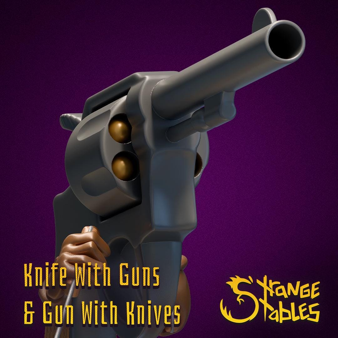 Gun with Knives, and Knife with Guns - Strange Stables | 28mm and 32mm | Wargaming | DnD | Tabletop Roleplaying