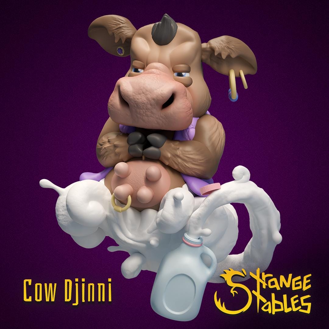 Cow Djinni. Milk Elemental - Strange Stables | 28mm and 32mm | Wargaming | DnD | Tabletop Roleplaying