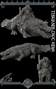 Tusklands Croc Rider - Rocket Pig Games | 28mm and 32mm | Wargaming | DnD | Tabletop Roleplaying