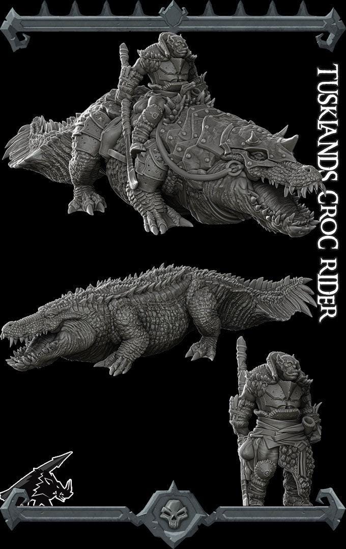 Tusklands Croc Rider - Rocket Pig Games | 28mm and 32mm | Wargaming | DnD | Tabletop Roleplaying