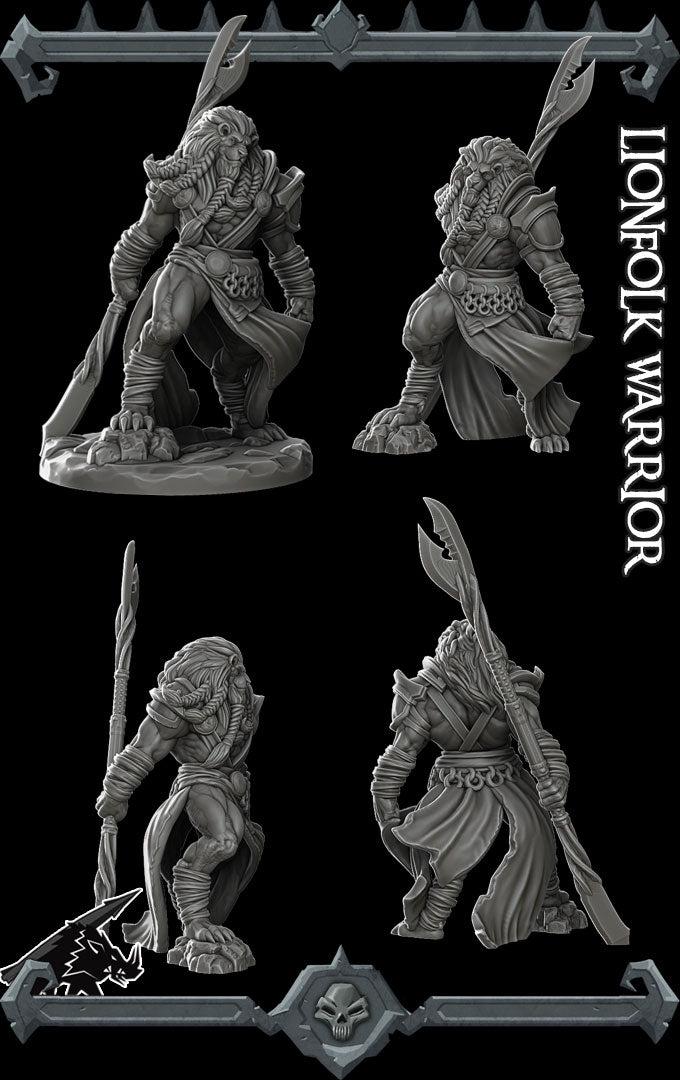 Lionfolk Warrior - Rocket Pig Games | 28mm and 32mm | Wargaming | DnD | Tabletop Roleplaying