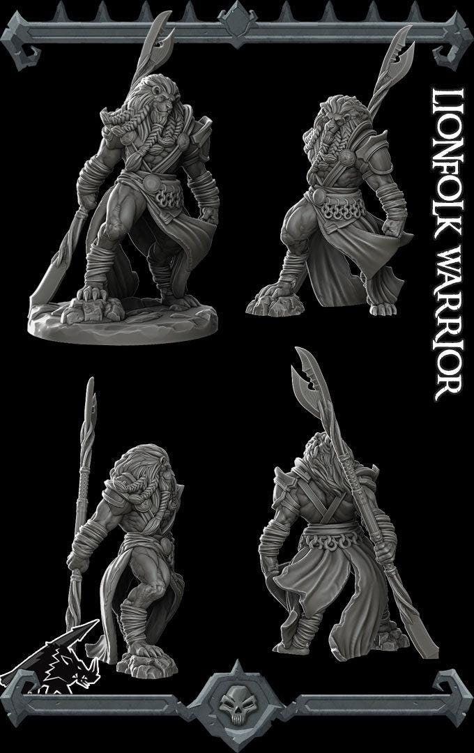 Lionfolk Warrior - Rocket Pig Games | 28mm and 32mm | Wargaming | DnD | Tabletop Roleplaying