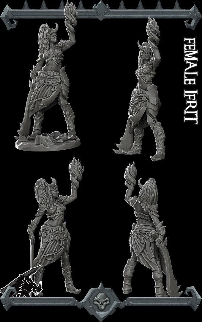 Female Ifrit - Rocket Pig Games | 28mm and 32mm | Wargaming | DnD | Tabletop Roleplaying