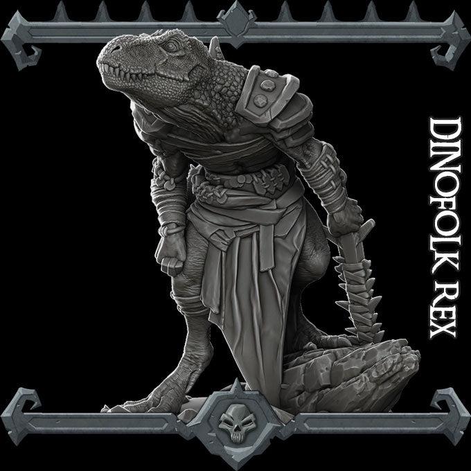 Dinofolk Rex, Trex Barbarian - Rocket Pig Games | 28mm and 32mm | Wargaming | DnD | Tabletop Roleplaying