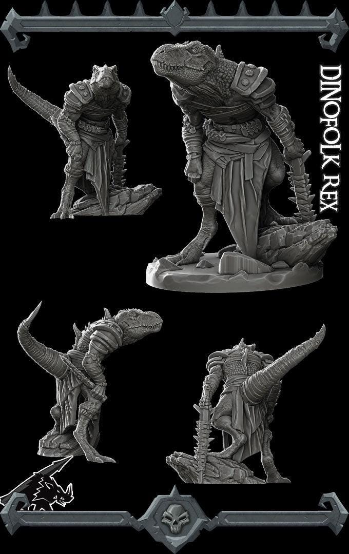Dinofolk Rex, Trex Barbarian - Rocket Pig Games | 28mm and 32mm | Wargaming | DnD | Tabletop Roleplaying