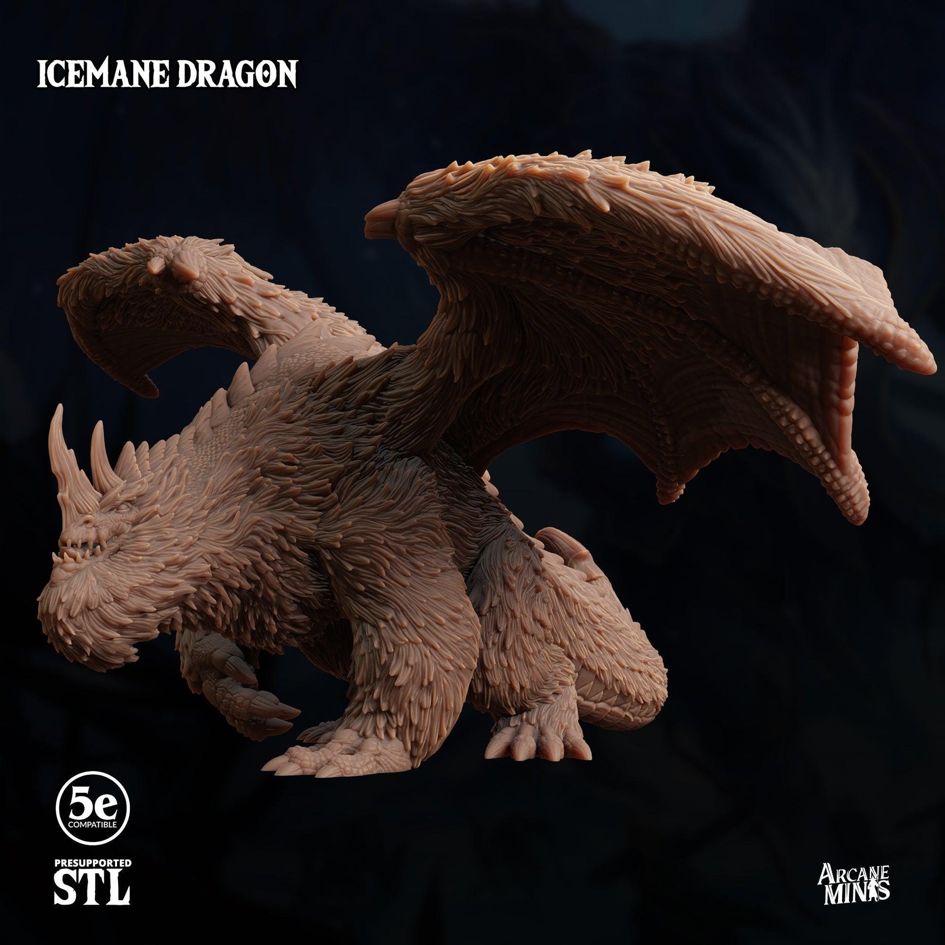 Icemane Dragon. Wooly Ice Dragon - Sordane Publishing | 28mm and 32mm | Wargaming | DnD | Tabletop Roleplaying