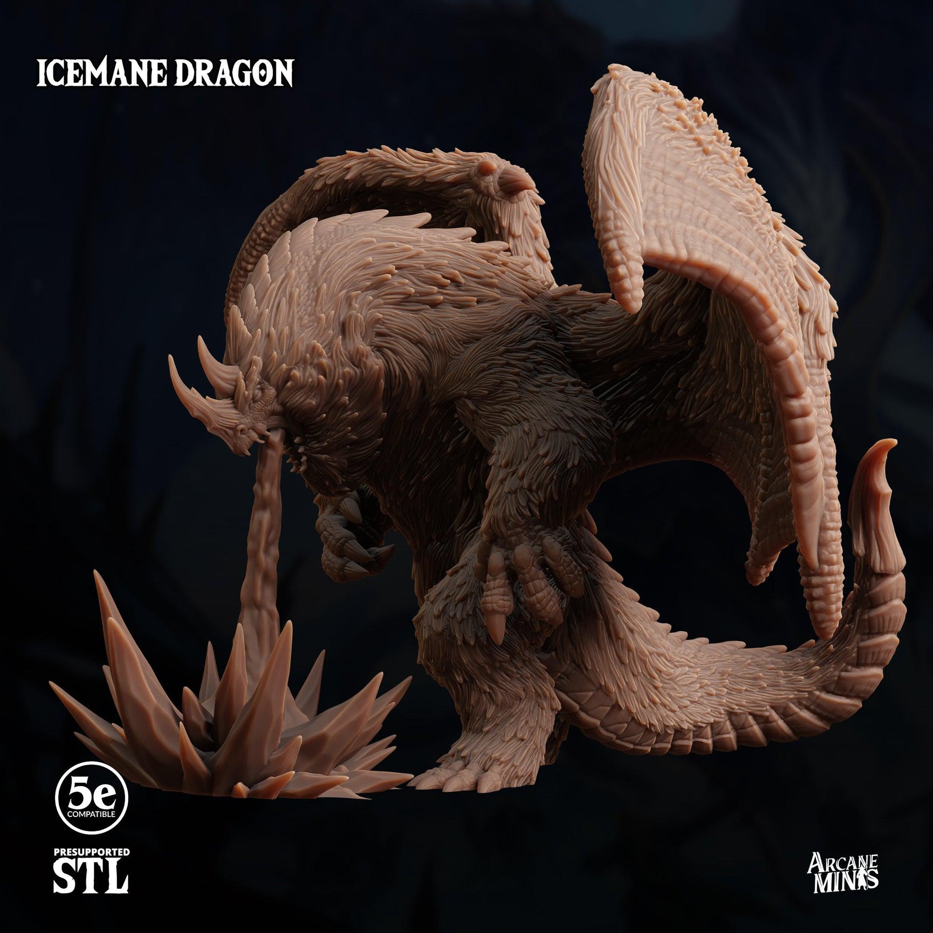 Icemane Dragon. Wooly Ice Dragon - Sordane Publishing | 28mm and 32mm | Wargaming | DnD | Tabletop Roleplaying