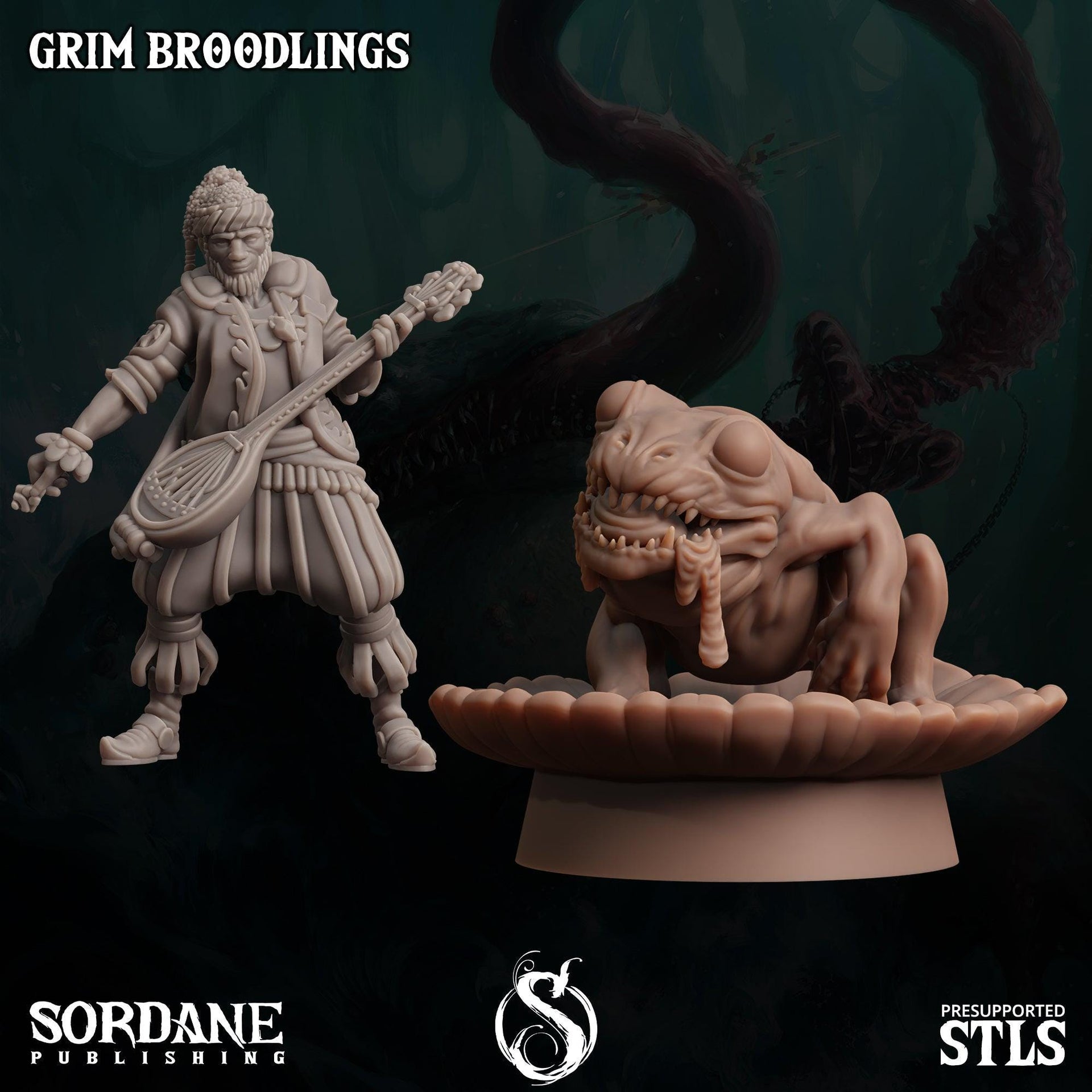 Grim Broodlings. Giant Frog Spawn - Sordane Publishing | 28mm and 32mm | Wargaming | DnD | Tabletop Roleplaying
