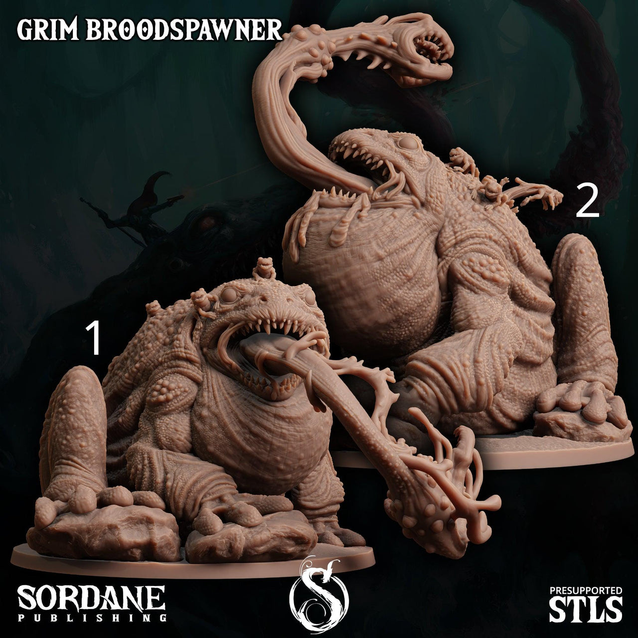 Grim Broodspawner. Giant Surinam Toad Monster - Sordane Publishing | 28mm and 32mm | Wargaming | DnD | Tabletop Roleplaying