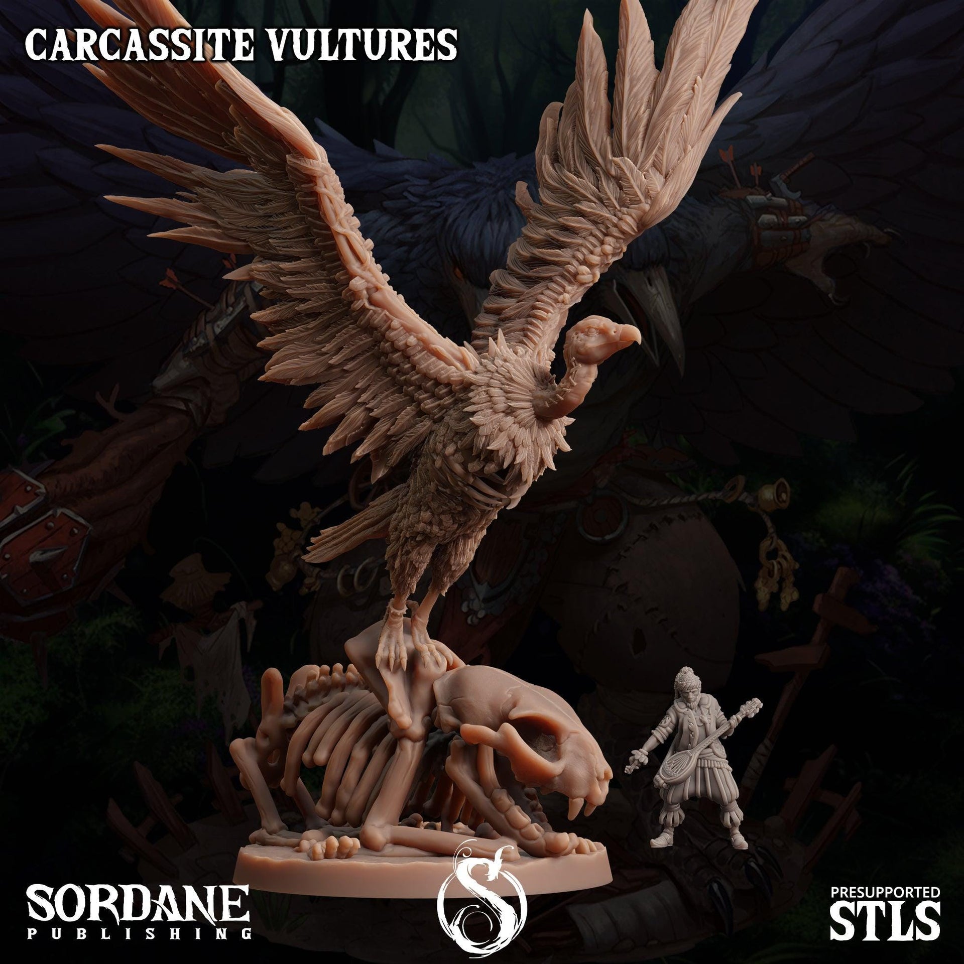 Carcassite Vulture. Undead Giant Vulture - Sordane Publishing | 28mm and 32mm | Wargaming | DnD | Tabletop Roleplaying
