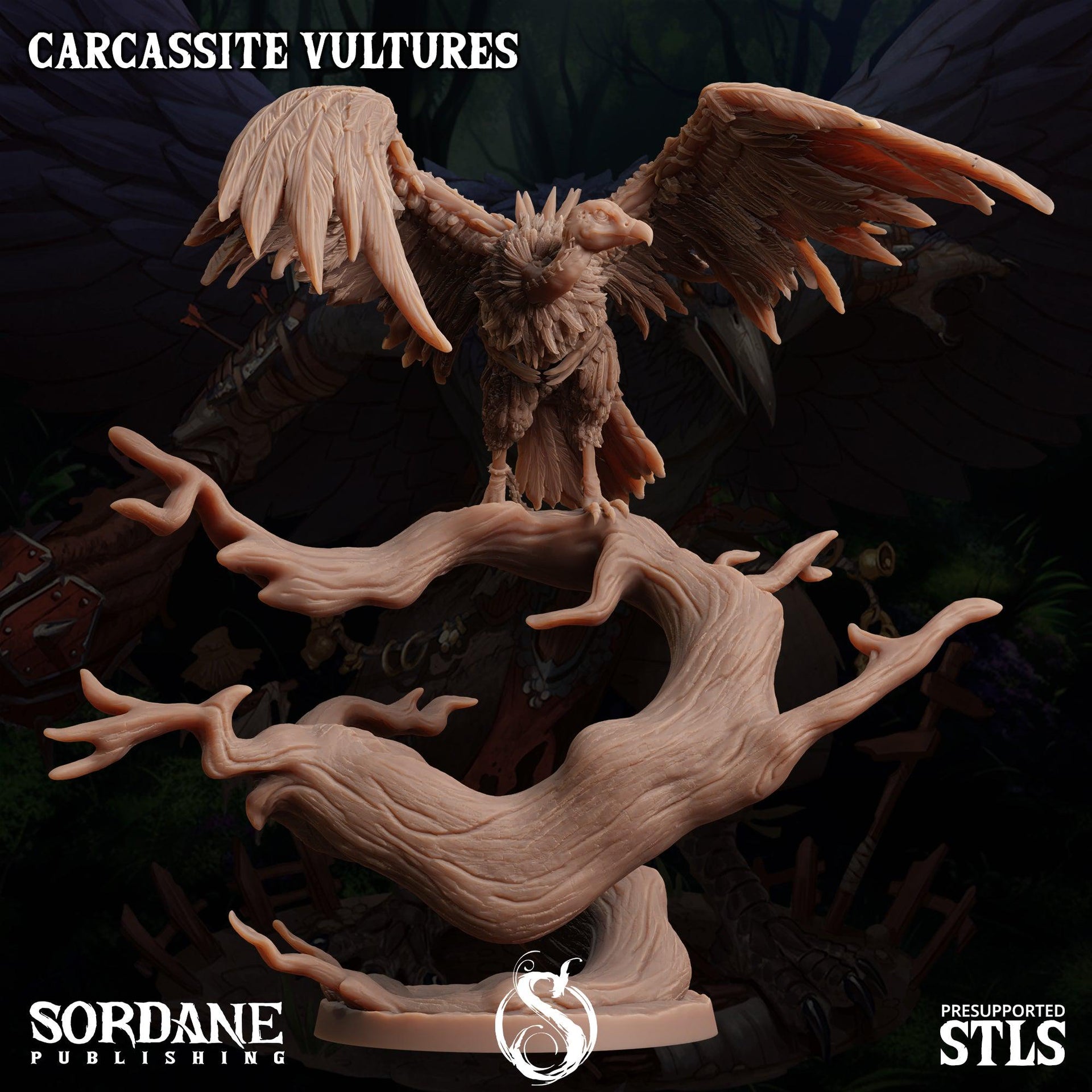Carcassite Vulture. Undead Giant Vulture - Sordane Publishing | 28mm and 32mm | Wargaming | DnD | Tabletop Roleplaying