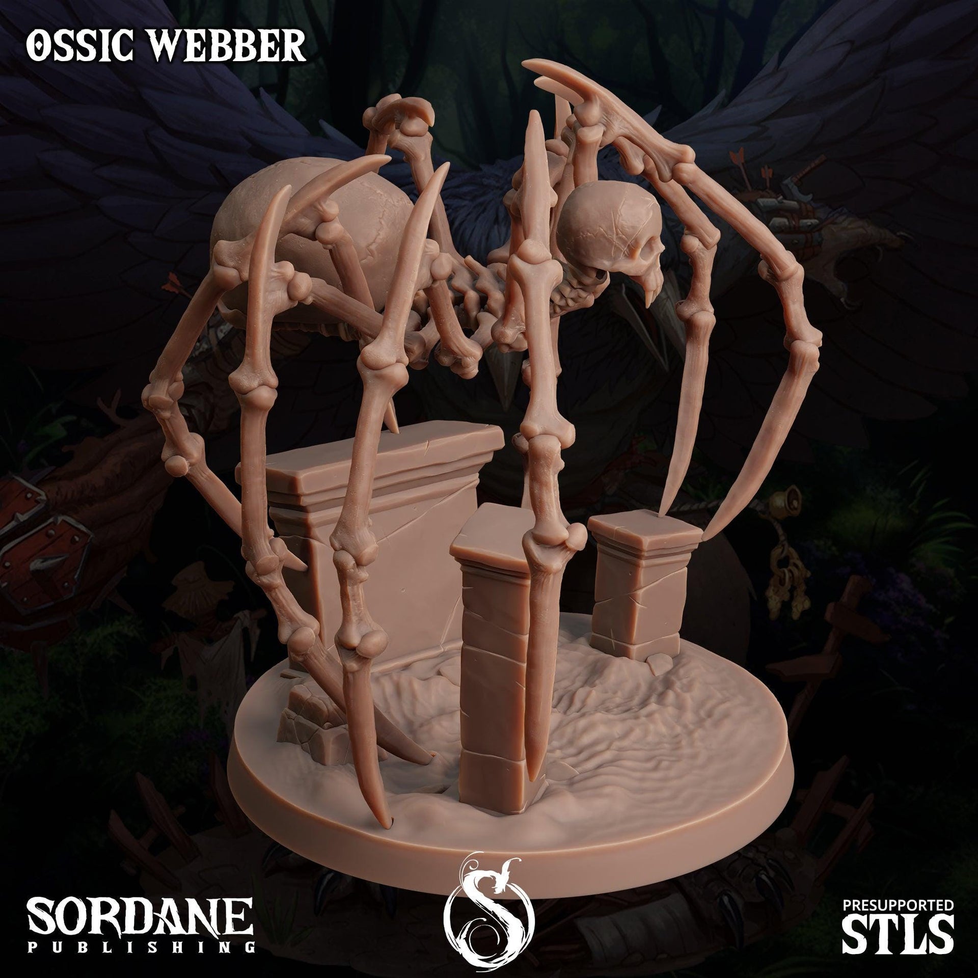 Ossic Weber, Skeleton Spider - Sordane Publishing | 28mm and 32mm | Wargaming | DnD | Tabletop Roleplaying