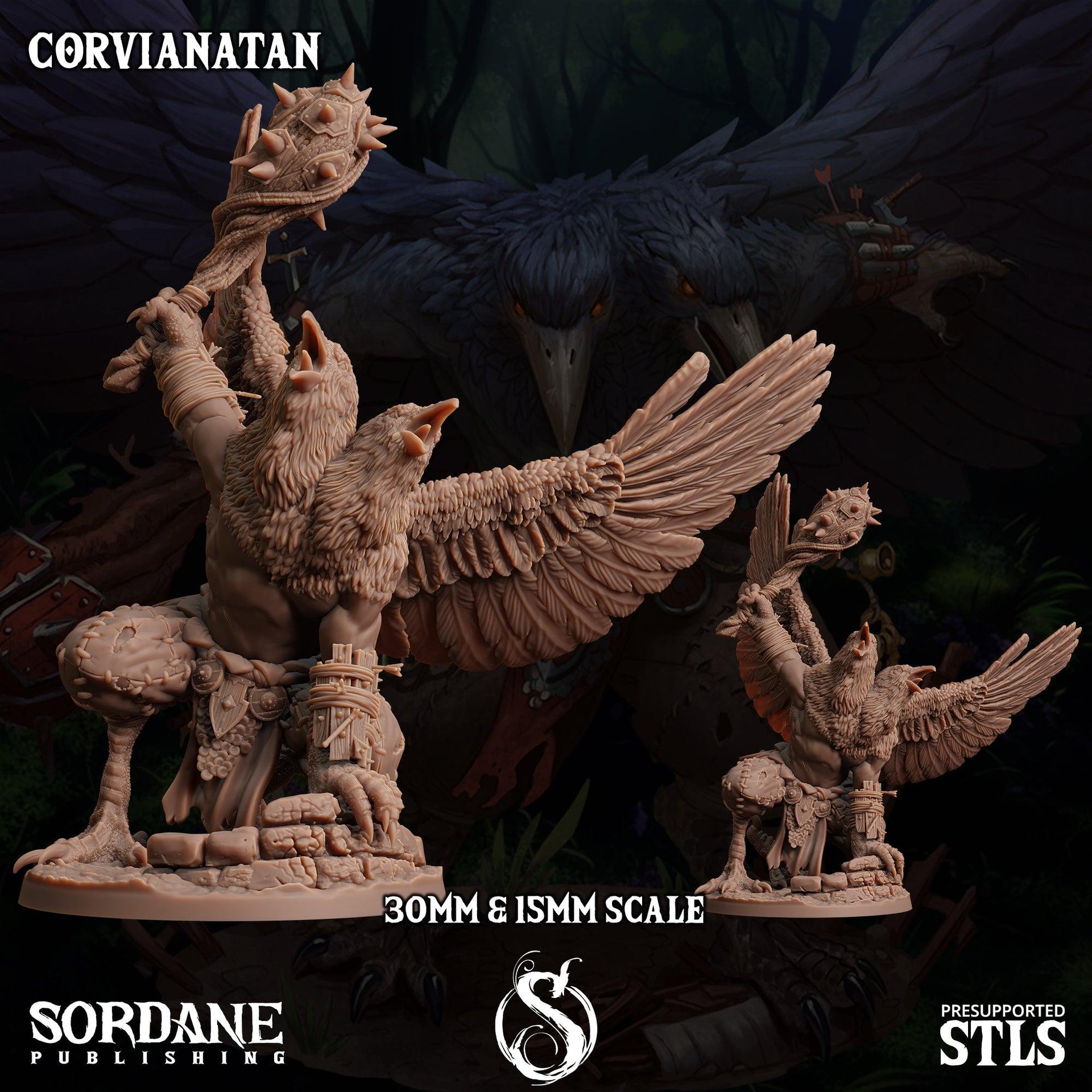 Corvianatan, Birdfolk Etin - Sordane Publishing | 28mm and 32mm | Wargaming | DnD | Tabletop Roleplaying