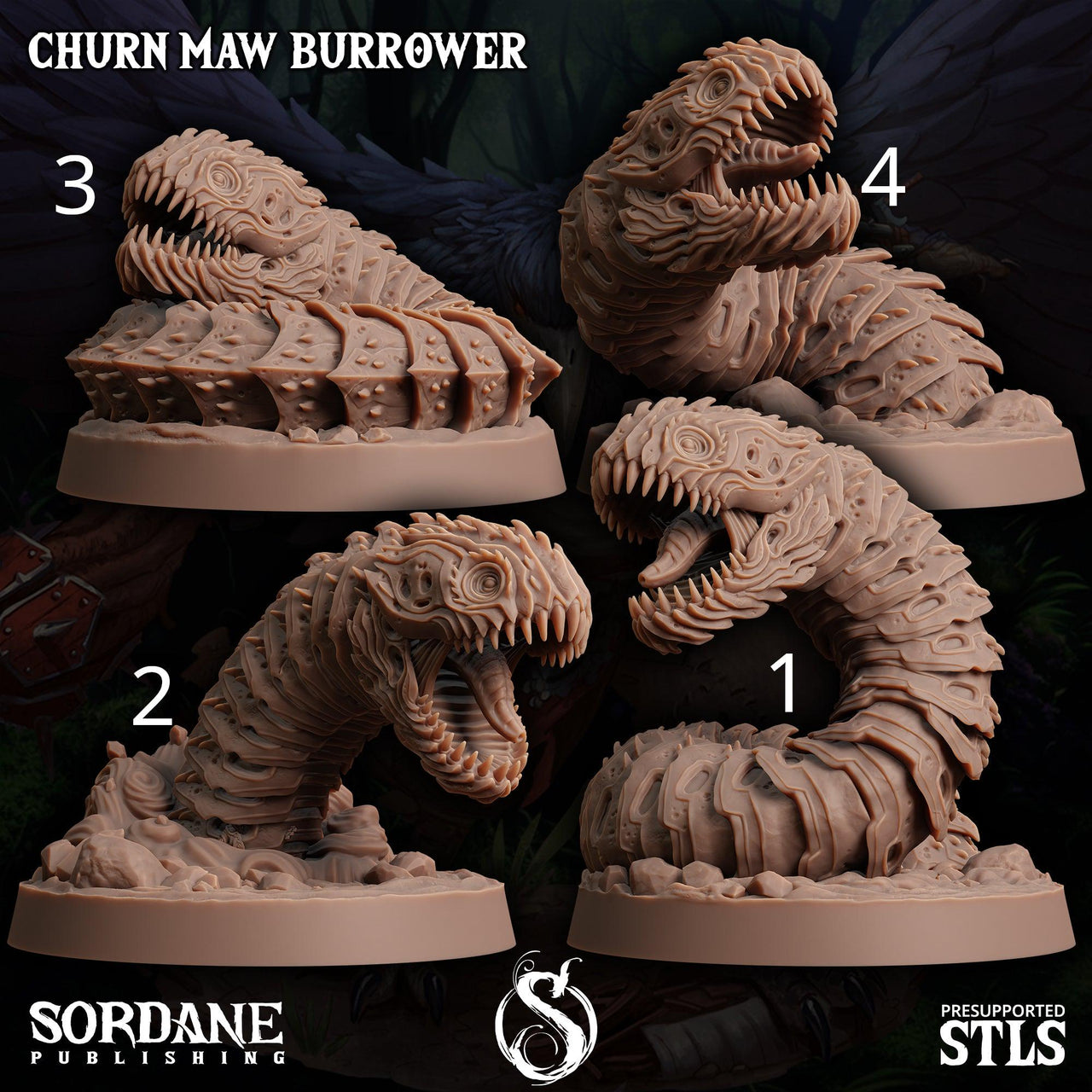 Churn Maw Burrower, Giant Desert Worm - Sordane Publishing | 28mm and 32mm | Wargaming | DnD | Tabletop Roleplaying