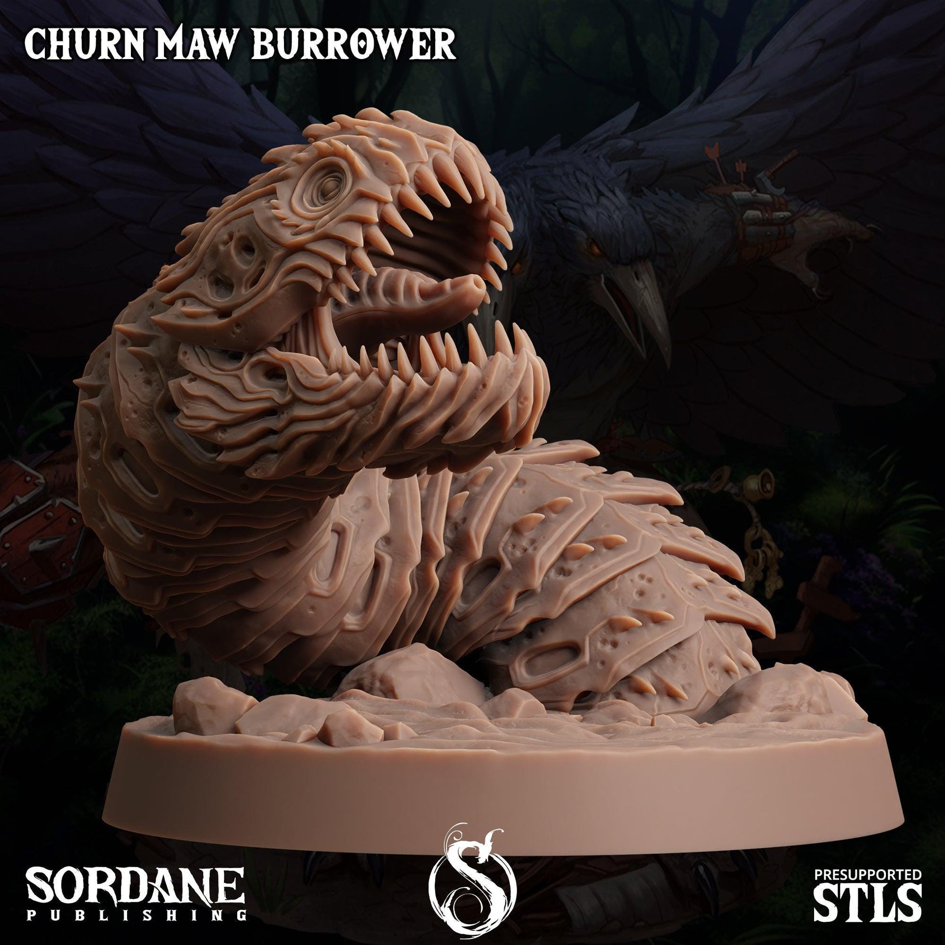 Churn Maw Burrower, Giant Desert Worm - Sordane Publishing | 28mm and 32mm | Wargaming | DnD | Tabletop Roleplaying