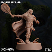 Umbriel Elf Bard, Dark Elf Performer- Sordane Publishing | 28mm and 32mm | Wargaming | DnD | Tabletop Roleplaying