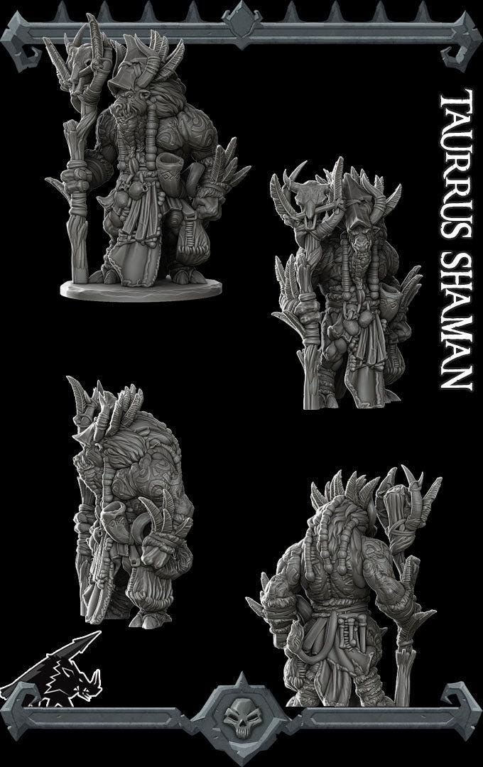 Taurrus Shaman. Minotaur Chieftan - Rocket Pig Games | 28mm and 32mm | Wargaming | DnD | Tabletop Roleplaying