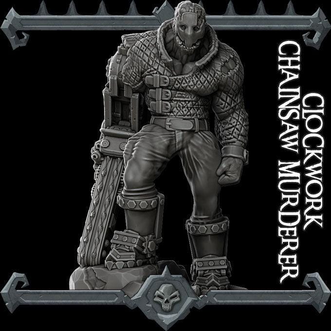 Clockwork Chainsaw Murderer. Horror Movie Villain - Rocket Pig Games | 28mm and 32mm | Wargaming | DnD | Tabletop Roleplaying