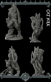 Cat-folk Archer - Rocket Pig Games | 28mm and 32mm | Wargaming | DnD | Tabletop Roleplaying