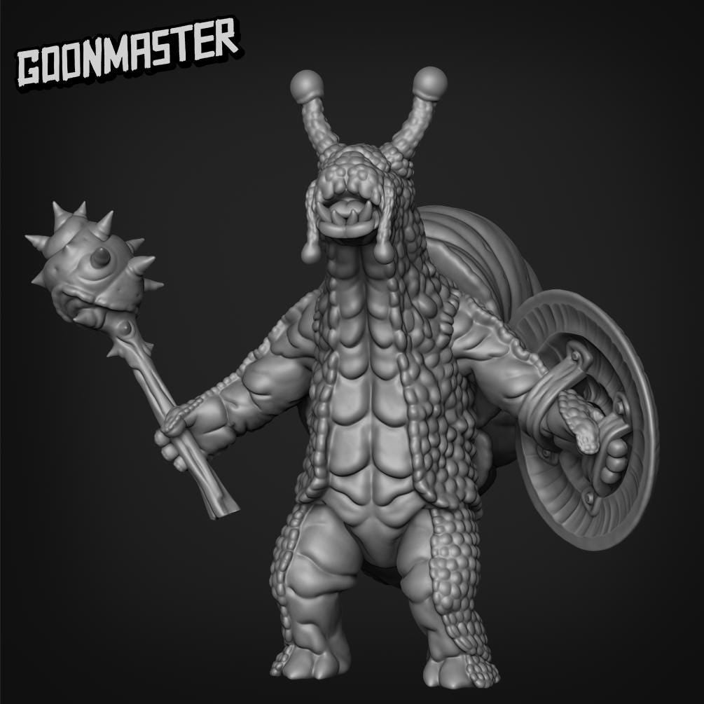 Snailfolk Mace and Shield Warrior - Goonmaster | 28mm and 32mm | Wargaming | DnD | Tabletop Roleplaying