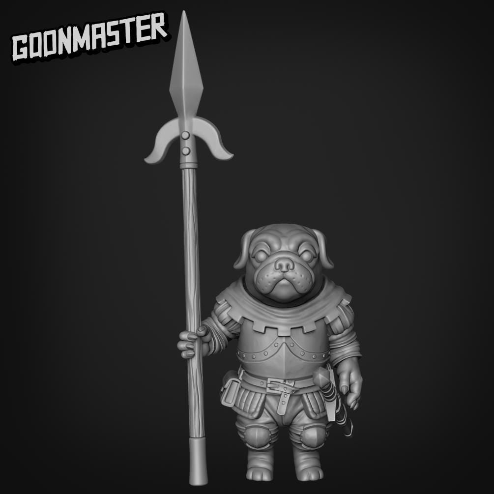 Battle Pugs. Pug Knights with Spears - Goonmaster | 28mm and 32mm | Wargaming | DnD | Tabletop Roleplaying