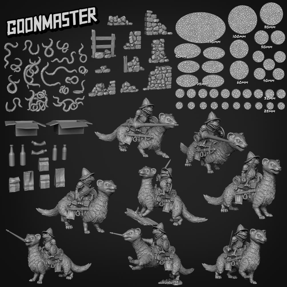 Battle Pugs. Pug Knights with Spears - Goonmaster | 28mm and 32mm | Wargaming | DnD | Tabletop Roleplaying