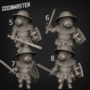 Battle Pugs. Pug Knights with Swords - Goonmaster | 28mm and 32mm | Wargaming | DnD | Tabletop Roleplaying