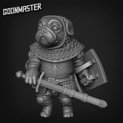 Battle Pugs. Pug Knights with Swords - Goonmaster | 28mm and 32mm | Wargaming | DnD | Tabletop Roleplaying