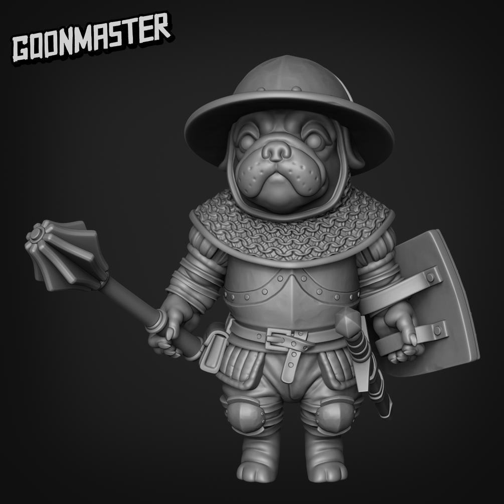 Battle Pugs. Pug Knights with Maces - Goonmaster | 28mm and 32mm | Wargaming | DnD | Tabletop Roleplaying