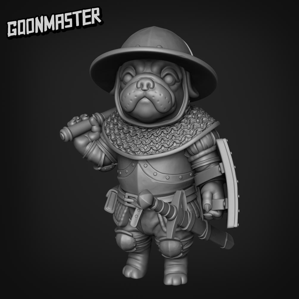 Battle Pugs. Pug Knights with Maces - Goonmaster | 28mm and 32mm | Wargaming | DnD | Tabletop Roleplaying
