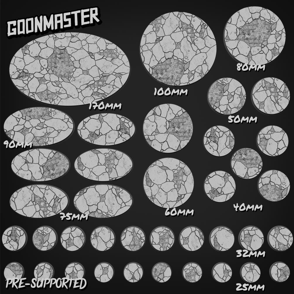 Damaged Reinforced Concrete Bases - Goonmaster | 28mm and 32mm | Wargaming | DnD | Tabletop Roleplaying