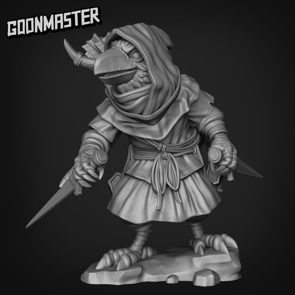 Bad Bird Rogue, Crowfolk Ranger - Goonmaster | 28mm and 32mm | Wargaming | DnD | Tabletop Roleplaying