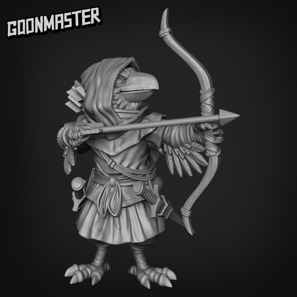 Bad Bird Archer, Crowfolk Ranger - Goonmaster | 28mm and 32mm | Wargaming | DnD | Tabletop Roleplaying