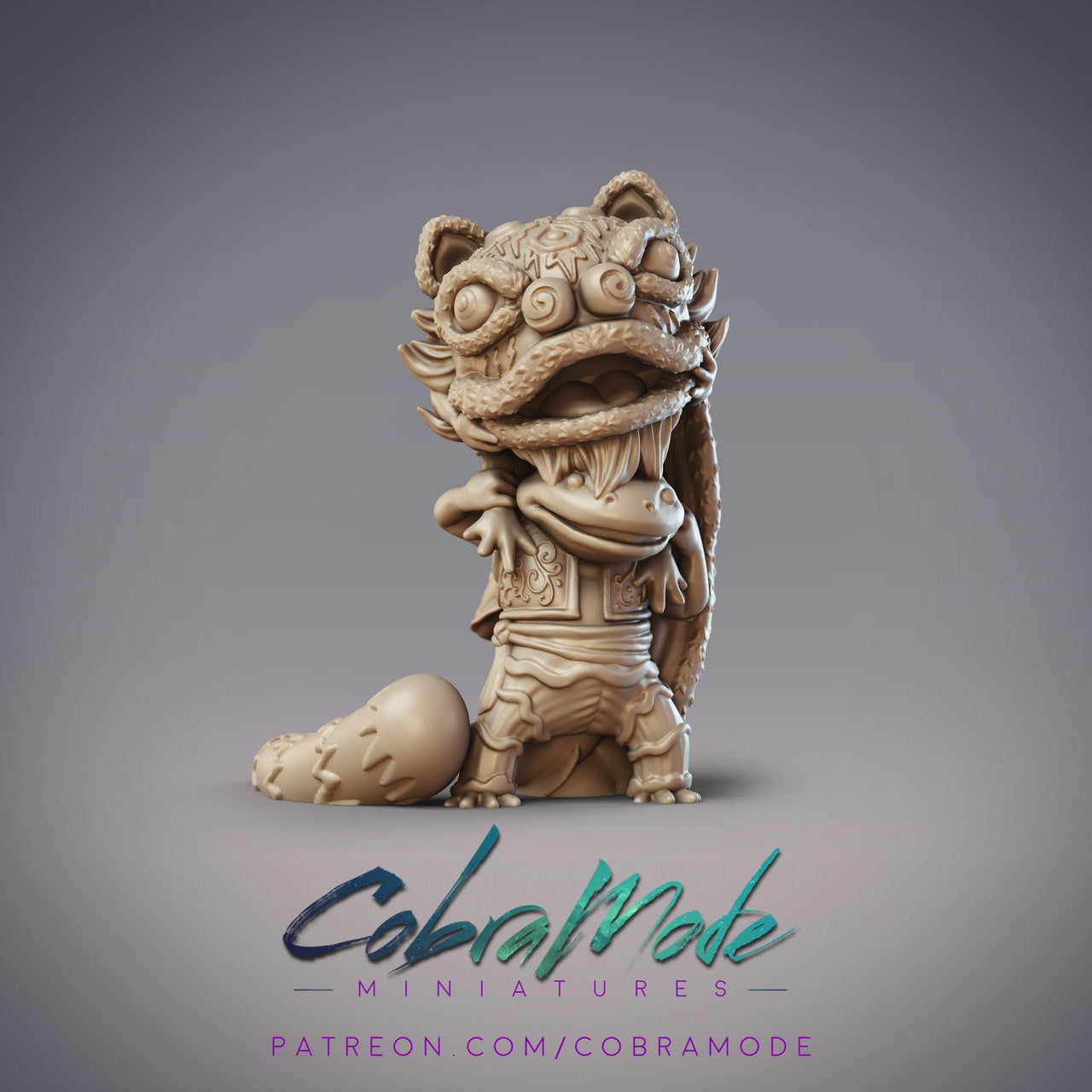 Lion Dance Hanzaki, Axolotl Performer - CobraMode | 28mm and 32mm | Wargaming | DnD | Tabletop Roleplaying