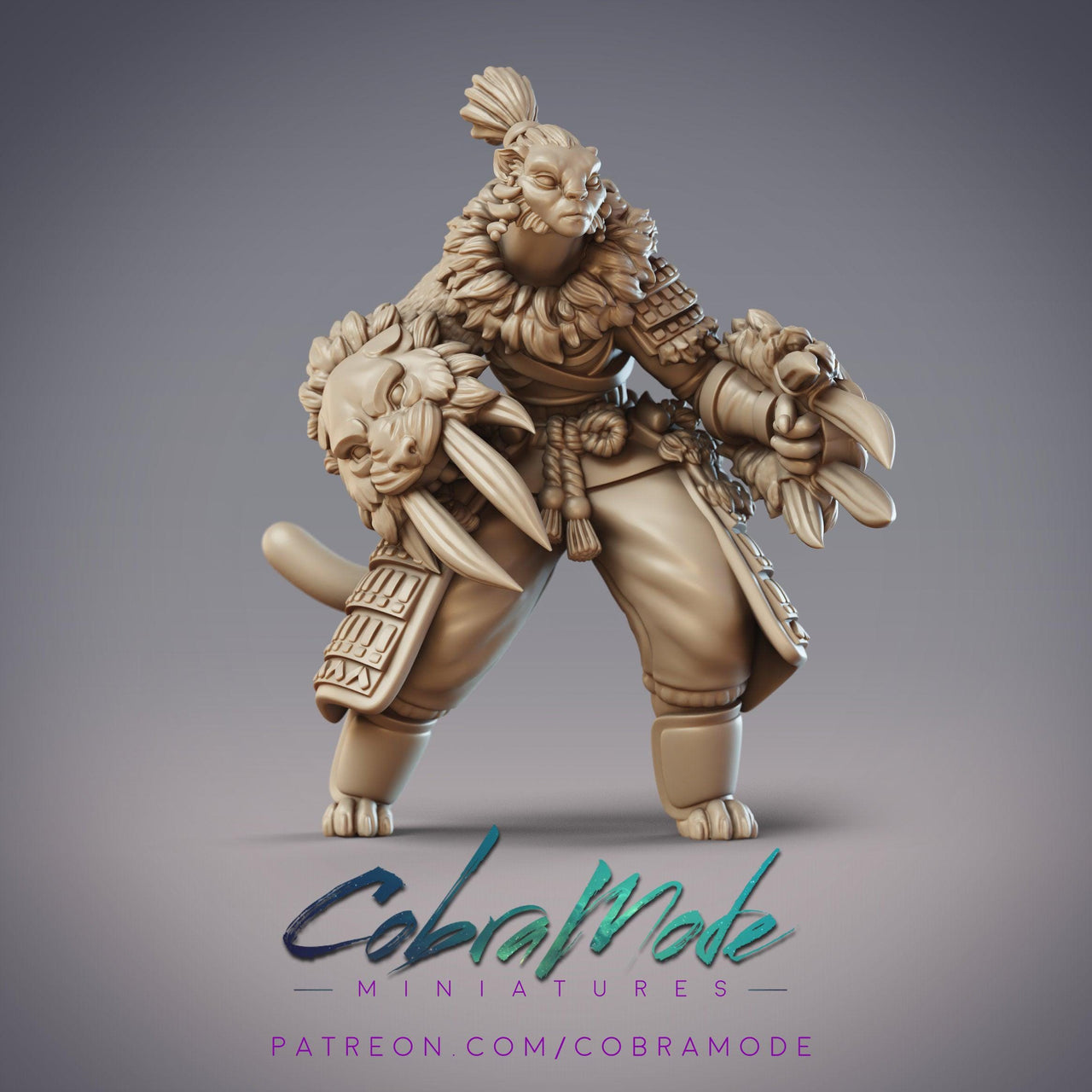 Yuudai Warrior Anka, Catfolk Barbarian - CobraMode | 28mm and 32mm | Wargaming | DnD | Tabletop Roleplaying
