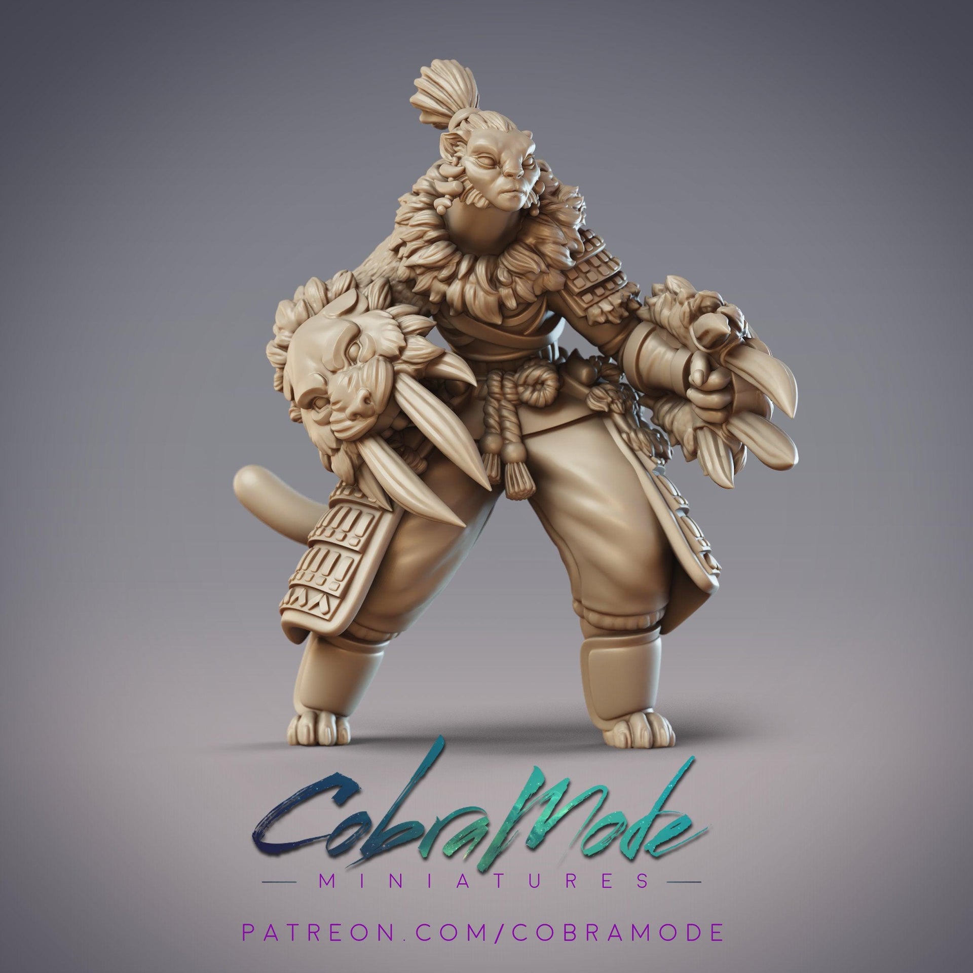Yuudai Warrior Anka, Catfolk Barbarian - CobraMode | 28mm and 32mm | Wargaming | DnD | Tabletop Roleplaying