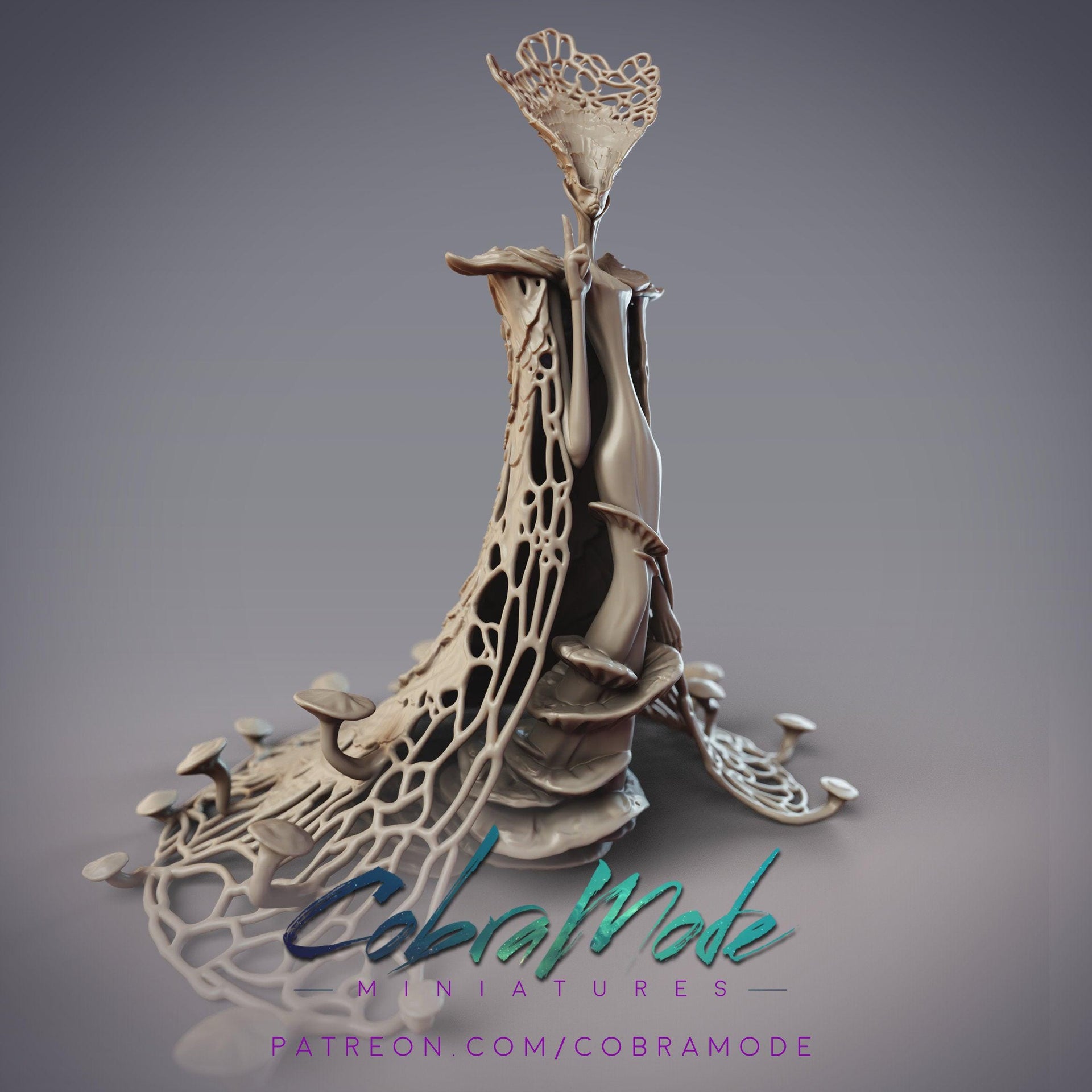 Hyphan Veiled Lady, Mushroomfolk Queen - CobraMode | 28mm and 32mm | Wargaming | DnD | Tabletop Roleplaying