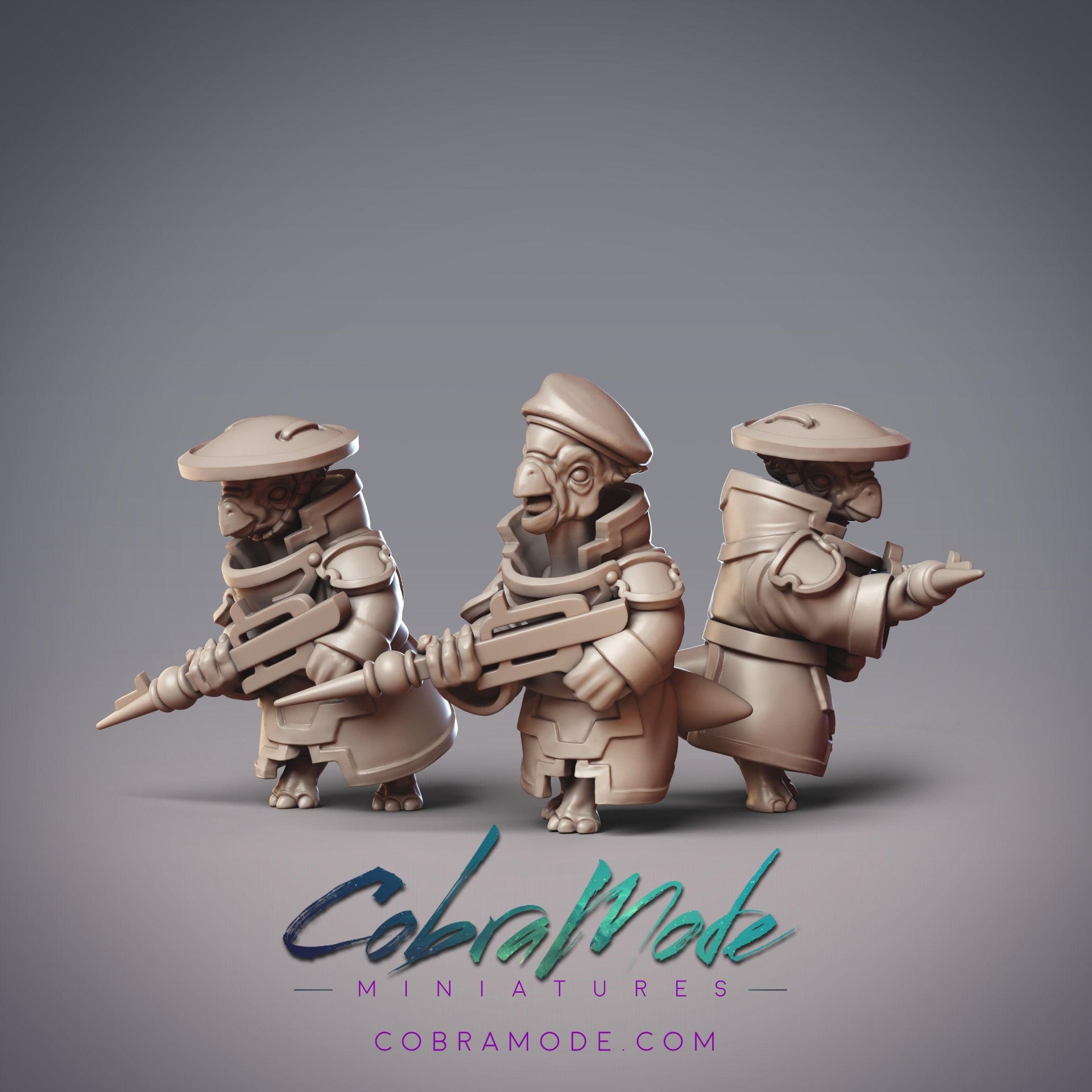 Dinovian Soldiers Gralix, Karnith, and Skalgar - CobraMode | 28mm and 32mm | Wargaming | DnD | Tabletop Roleplaying